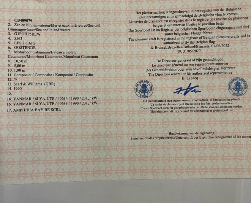 Les 2 Caps - Vessel Details Certificate